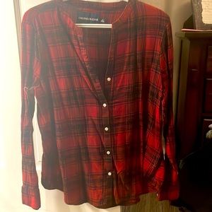 Calvin Klein plaid red and black top.